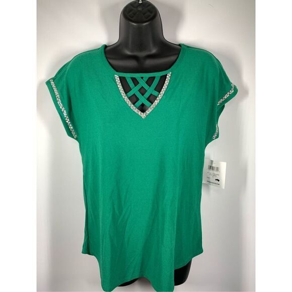 89th + Madison Lace Up Jeweled Dolman Cool Top size medium - Picture 1 of 9